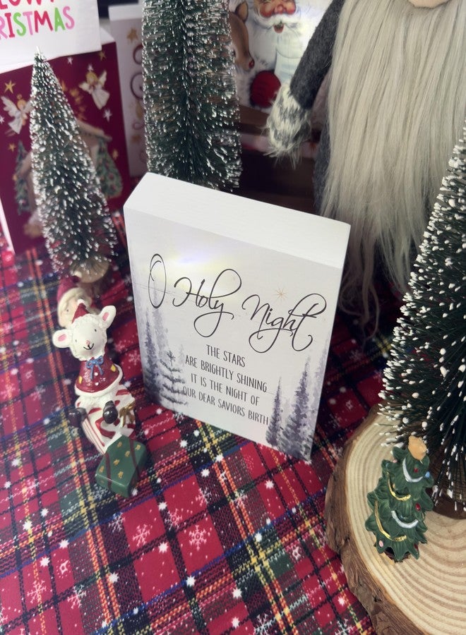 Wheatwin Christmas O Holy Night Sign Decor, Gifts for Christians Men Woman, Vintage Christian Bible Wood Sigs, Winter Holiday Nativity Scene Decorations for Office Bathroom Shelf Desk Table, 5x5 - Image 4